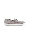 Fendi Suede O Lock Light Loafers With Metal Buckle In Gray