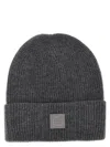 Fendi Logo Cap With Fold-over Cuff And Ribbed Texture In Grey