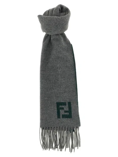 Fendi Grey Logo Scarf