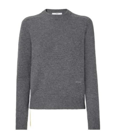 Fendi Grey Melange Cashmere Jumper In Gray