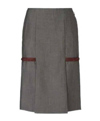 Fendi Grey Mohair Fabric Skirt In Gray