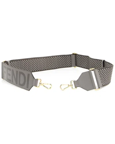 Fendi Grey Nylon Logo Adjustable Shoulder Strap (authentic Pre-loved) In Gray