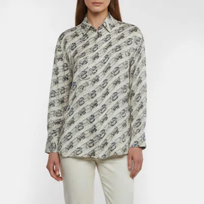 Pre-owned Fendi Grey Printed Jacquard Button Front Shirt S In Gray