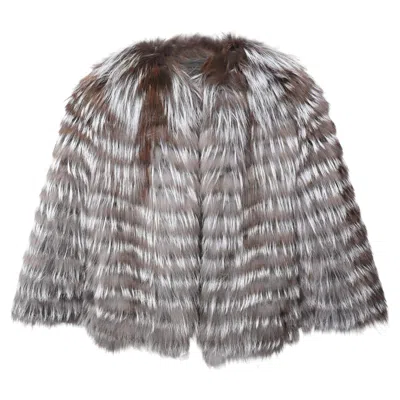 Pre-owned Fendi Grey Reversible Fur Coat In Gray