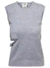 Fendi Sleeveless Wool Top With Unique Cut-out Detail In Gray