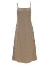 Fendi Satin Midi Dress Embroidered Pattern In Brown