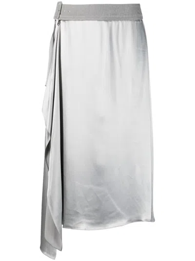 FENDI GREY SATIN MIDI SKIRT