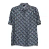 Fendi Logo-print Silk Shirt In Blue