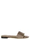 Fendi Denim-effect Jacquard Pequin Slides Shoes In Grey