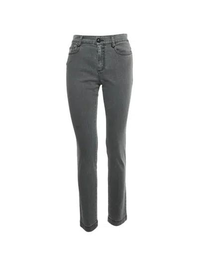 Pre-owned Fendi Grey Skinny Trousers In Gray