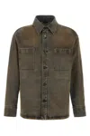 Fendi Grey Solid Shirt Jacket In Brown