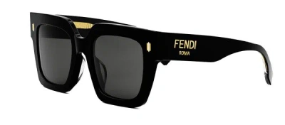 Fendi Grey Square Ladies Sunglasses Fe40101f 01a 50 In Black