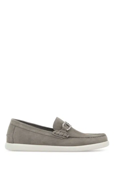 FENDI GREY SUEDE LOAFERS