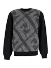 Fendi Grey Sweater With Jacquard Ff Motif In Wool Man In Multi