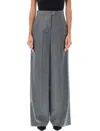 Fendi Wide Leg Wool Pants In Grey