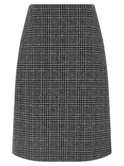Fendi High-waisted Checked Tweed Skirt In Black