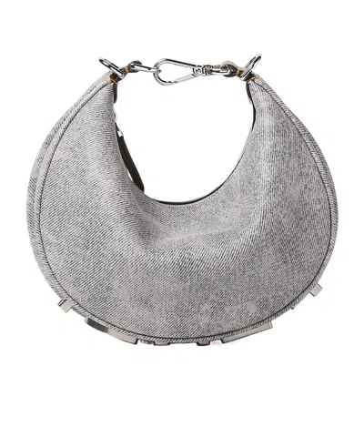 Fendi Grey Washed Denim-effect Leather Mini-bag