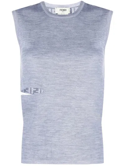 FENDI GREY WOOL BLEND TOP