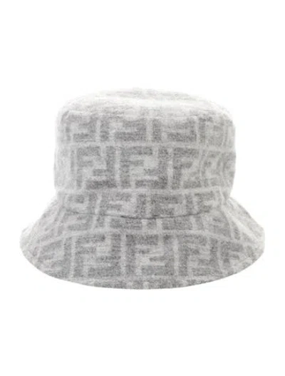 Pre-owned Fendi Grey Wool Bucket Hat; Designer Size Large In Gray