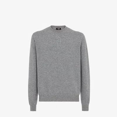 Fendi Round-neck Knitted Pullover In Gray