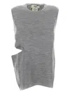 Fendi Sleeveless Wool Top With Unique Cut-out Detail In Gray