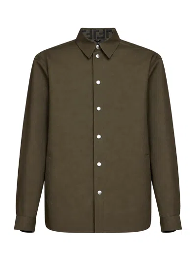 Fendi Grey-green Mackintosh Fabric Overshirt