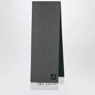 Fendi Grey/green Wool And Cashmere Scarf Men In Gray