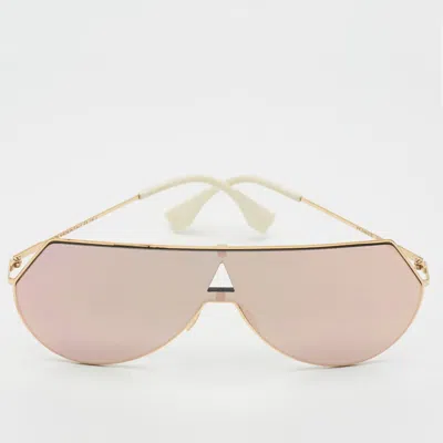 Pre-owned Fendi Grey/white Mirrored Ff 0193/s Shield Sunglasses In Gray
