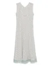 Fendi Grid Print Silk Sleeveless Mini Dress Clothing In White
