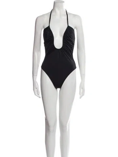 Pre-owned Fendi Grosgrain Trim One-piece W/ Tags In Black