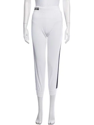 Pre-owned Fendi Grosgrain Trim Sweatpants In White