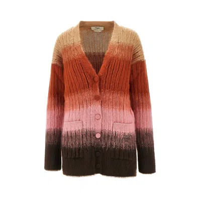 Fendi Hair-blend Knitted Cardigan In Multi