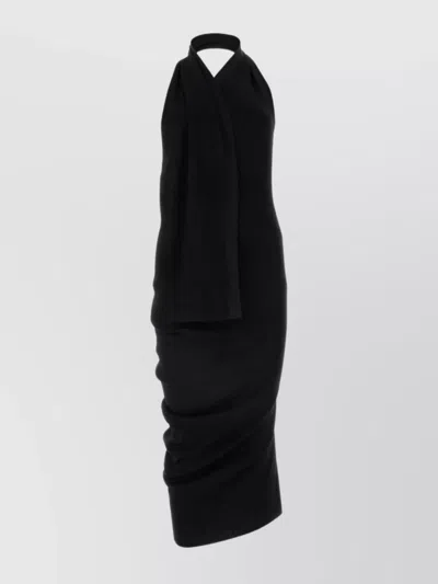 Fendi Halter Neckline Cotton Blend Dress In Black