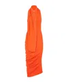 Fendi Halterneck Asymmetric Midi Dress In Orange