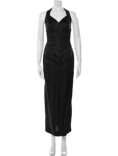 Pre-owned Fendi Halterneck Long Dress In Black