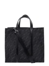 Fendi Structured Monogram Tote Bag With Detachable Strap In Black