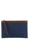 Fendi Ff Jacquard Denim Clutch