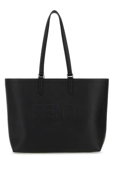 Fendi Leather Tote Bag In Black