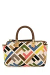 Fendi Mini Handbag Geometric Pattern Top Handle Gold-tone Hardware In Grezzomlcgiandos