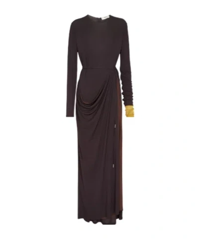 Fendi Hanging Round Collar Long-sleeved Dress In Black