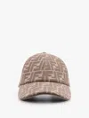 Fendi Ff Jacquard Fabric Baseball Hat In Beige