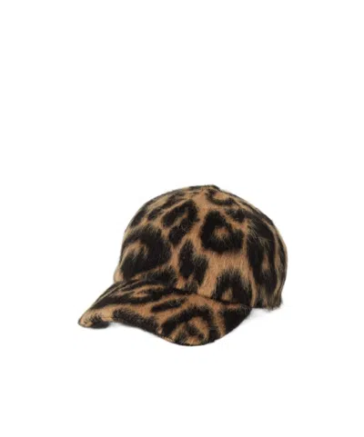 Fendi Hat Beige And Black  Leo Wool Baseball Cap In Brown