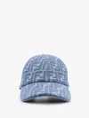 Fendi Light Blue Ff Canvas Baseball Cap In Blue