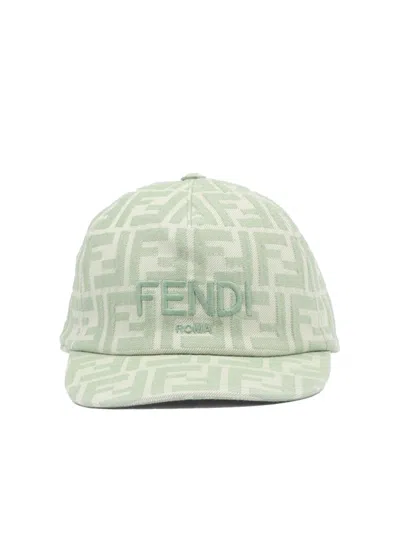 Fendi Hat With Logo In Green