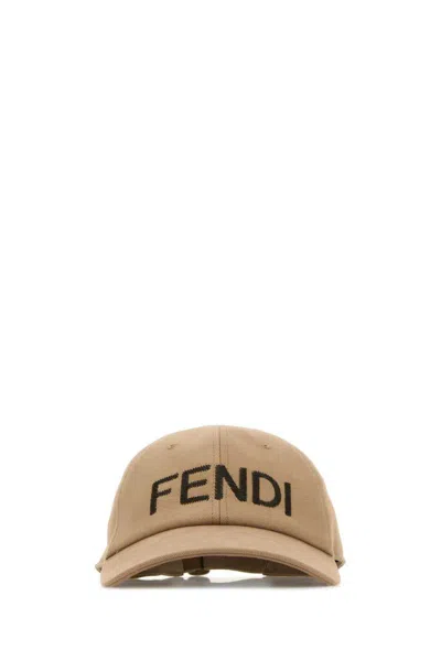 Fendi Beige Cotton Canvas Baseball Cap In Brown