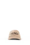 Fendi Baseball Hat In Cotton Beige With Stitching Selleria In Brown