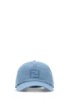 Fendi Cappello Da Baseball In Misto Lino Azzurro  Uomo