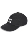 Fendi Men Denim Baseball Hat With Logo Embroidery In Black