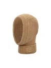 Fendi Ff Embossed Ribbed Knit Balaclava In Dark Honey