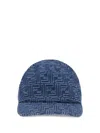 Fendi Men Embroidered Denim Baseball Cap In Blue